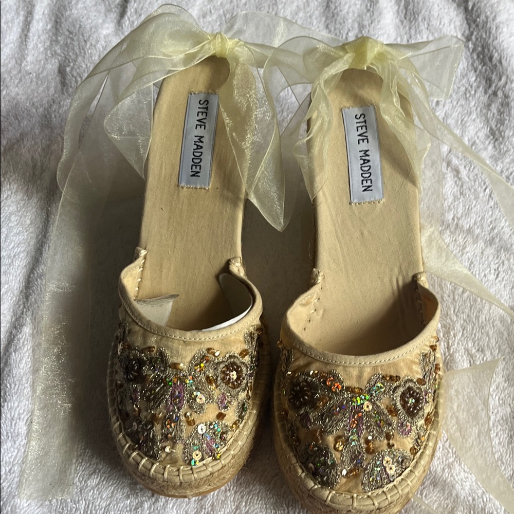 Steve Madden Gold Embellished Espadrilles